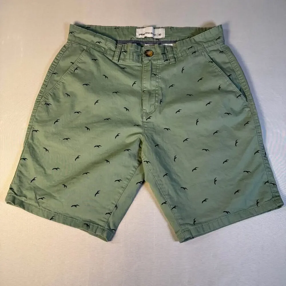 paper denim & cloth green bird print shorts size 30